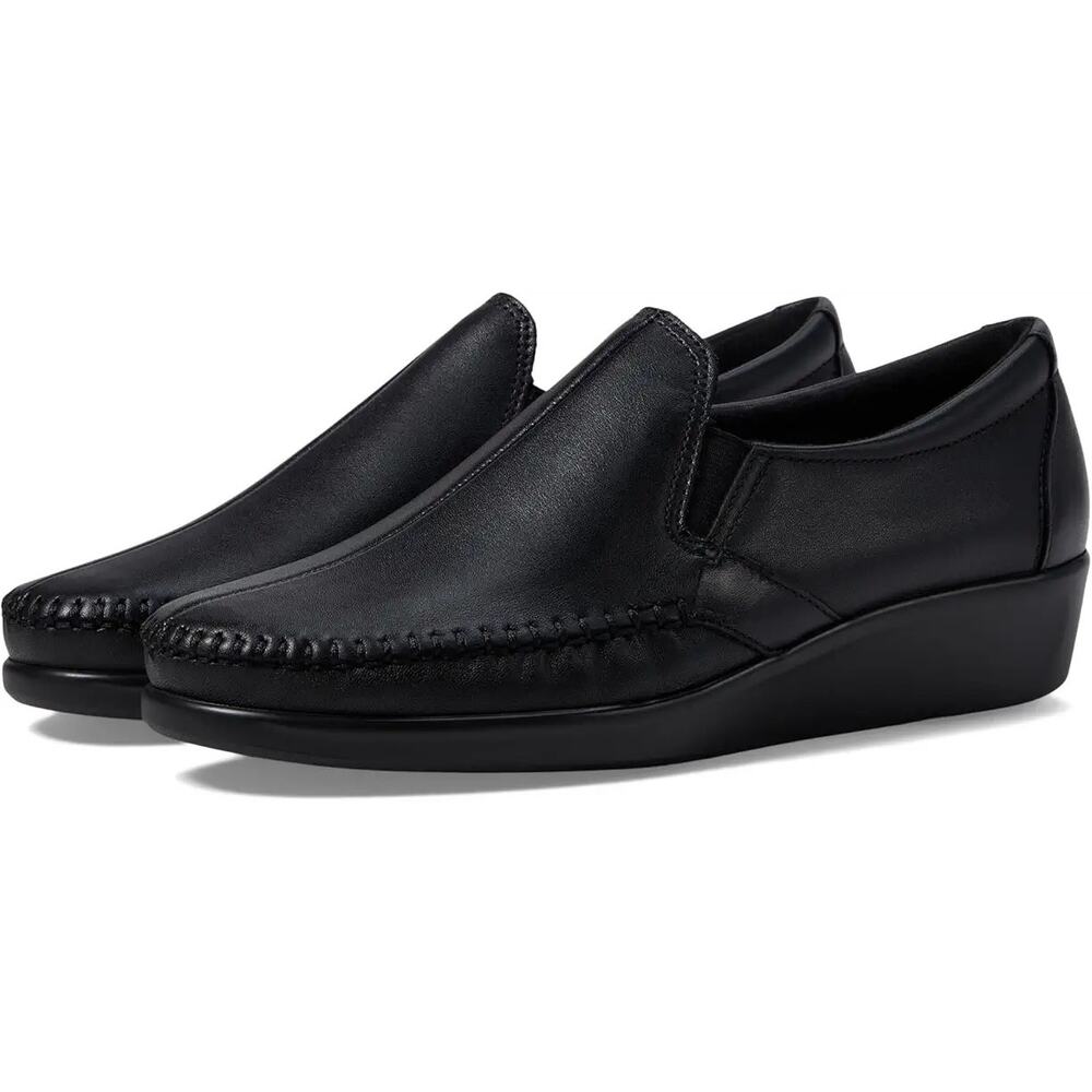 SAS Womens Dream Comfort Loafers US 10 Wide Black Leather EUC